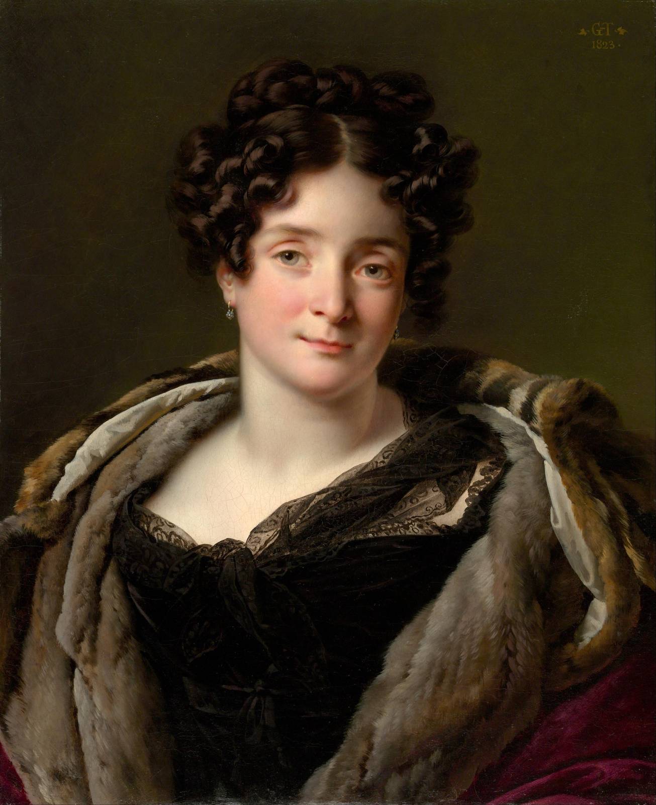 Elegant Portrait Woman Fur Coat Wall Art