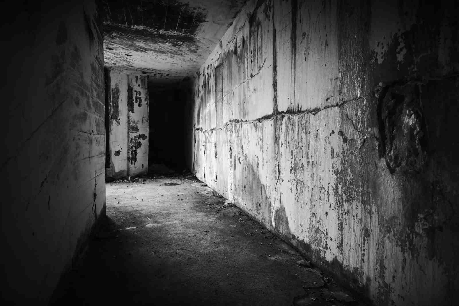 Dark Bunker Corridor Abstract Wall Art