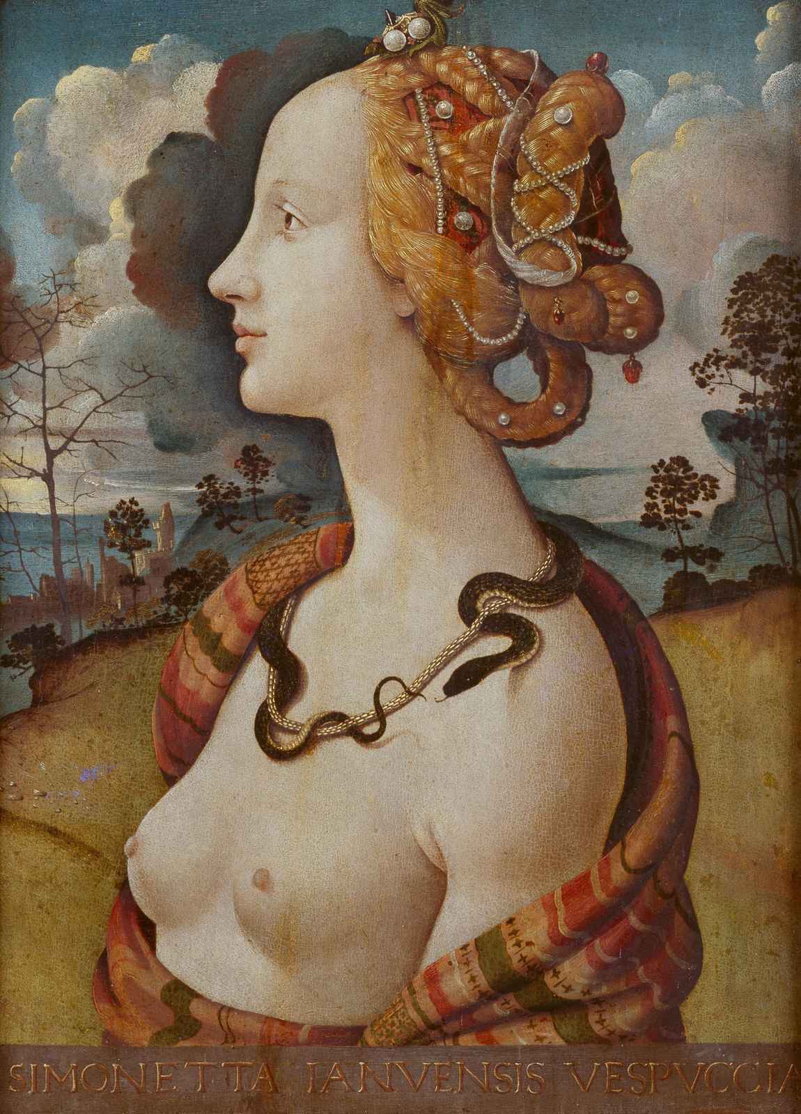 Renaissance Beauty Portrait Snake Necklace Wall Art
