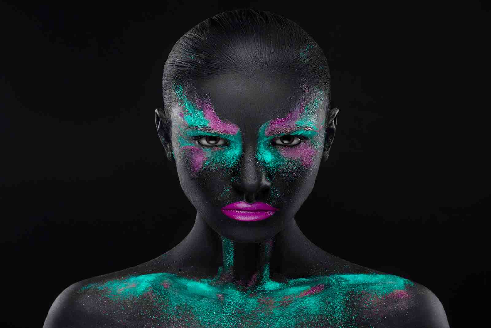Vivid Neon Face Art Wall Art