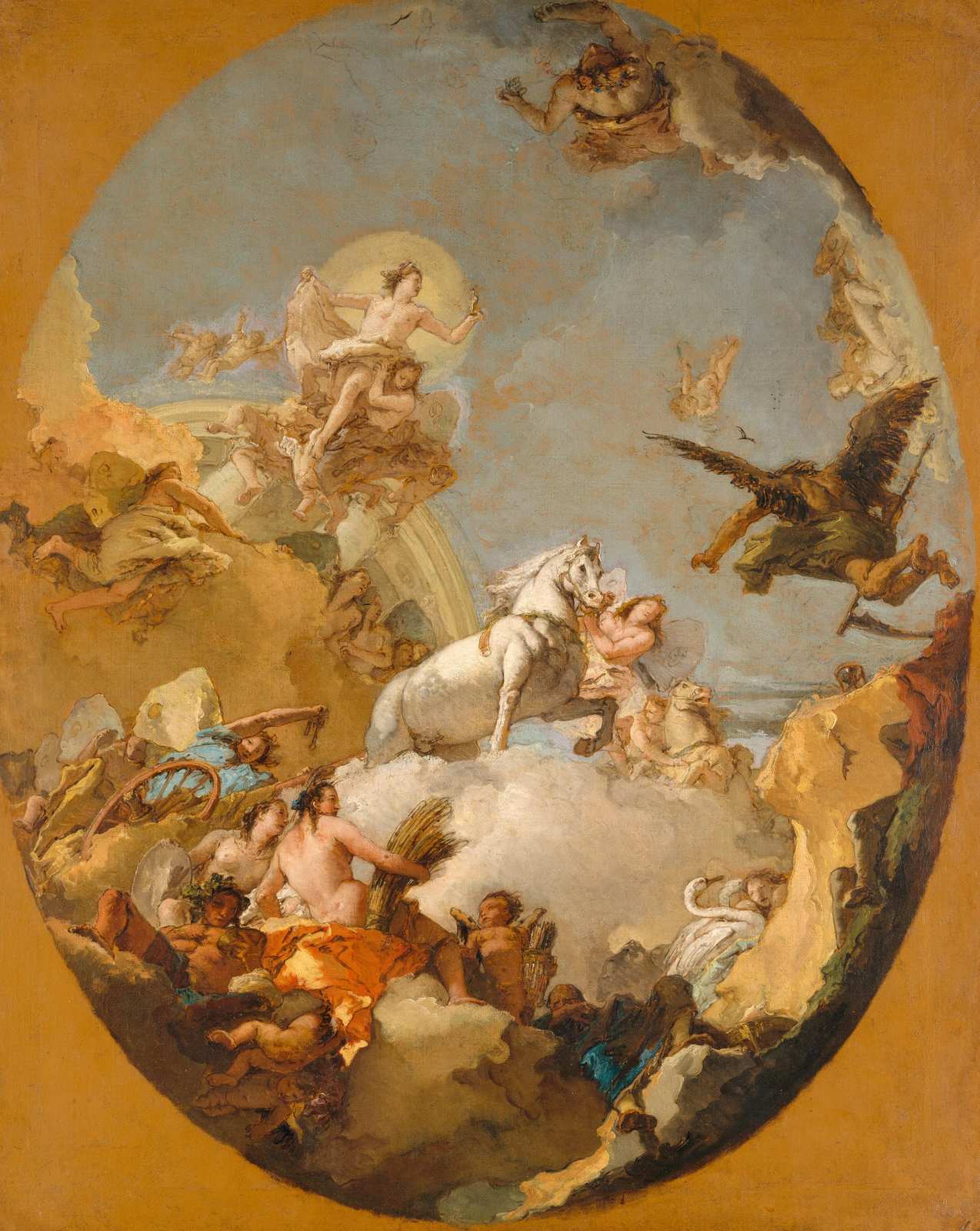 Mythological Allegory Chariot Horses Wall Art