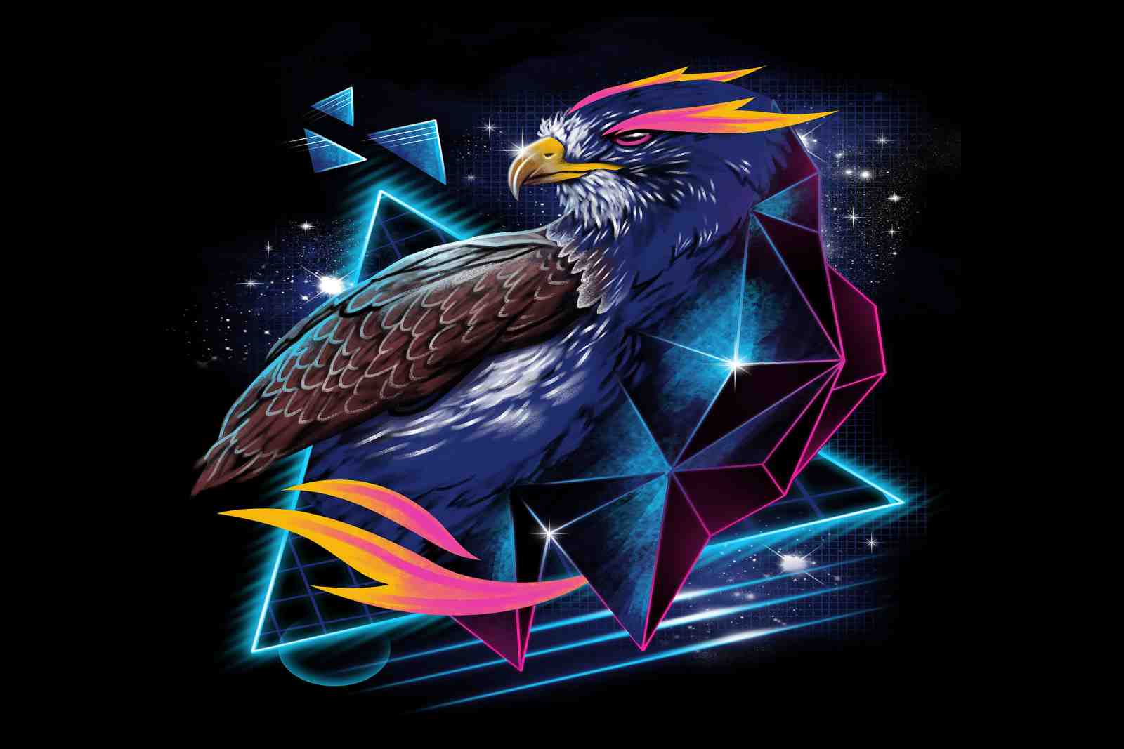 Retro Eagle Geometric Synthwave Wall Art