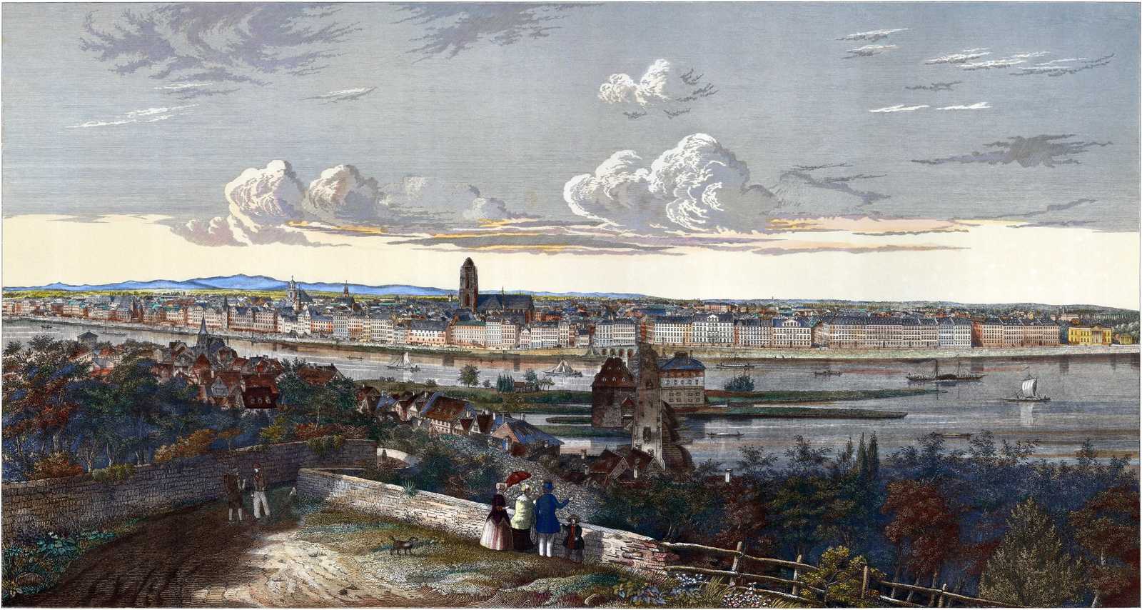 Vintage Cityscape River View Wall Art