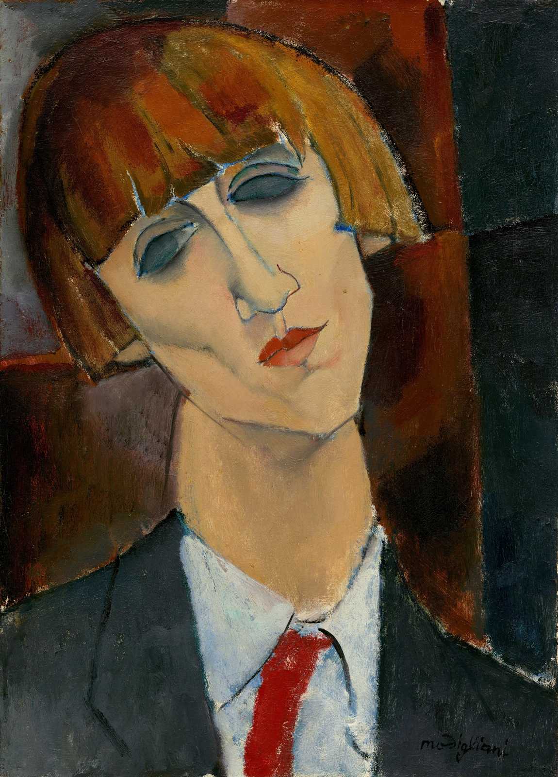 Modigliani Portrait Red Tie Wall Art
