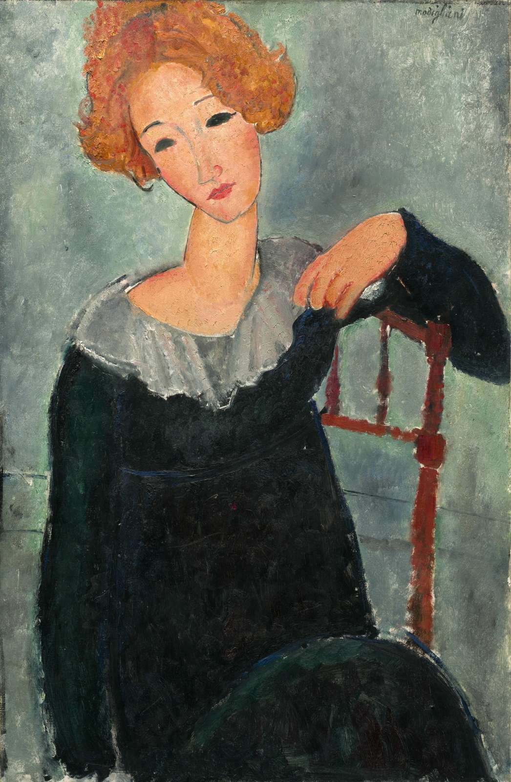 Elegant Woman Portrait Modigliani Style Wall Art
