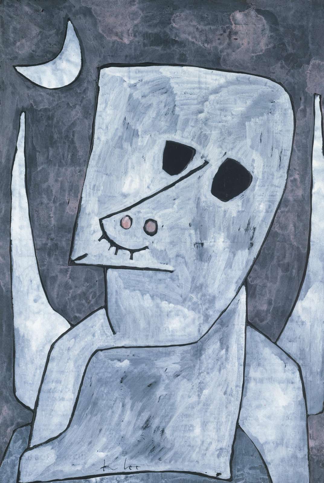 Whimsical Figure Under Moon Wall Art