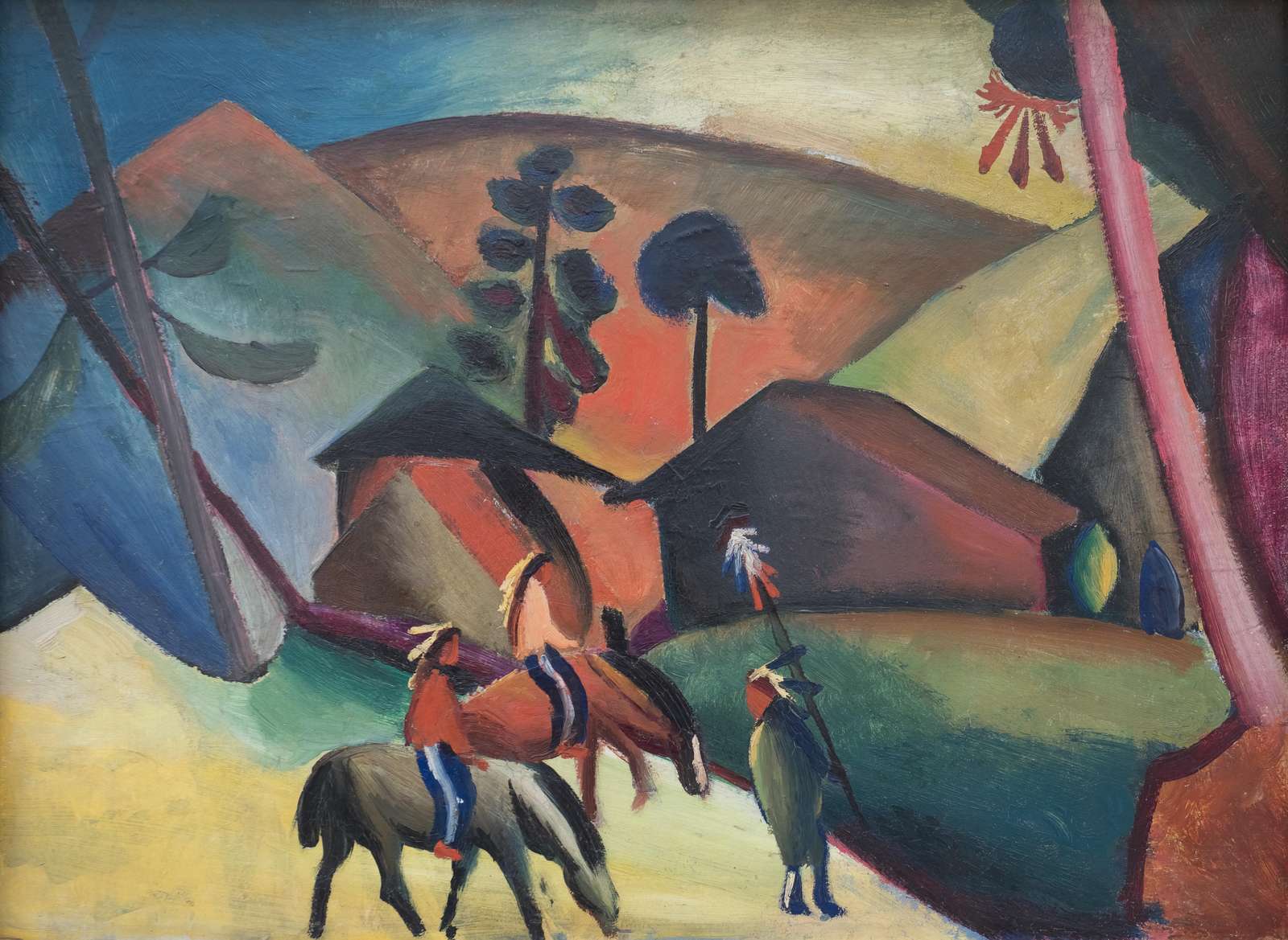 Bold German Expressionist Horseback Scene Wall Art