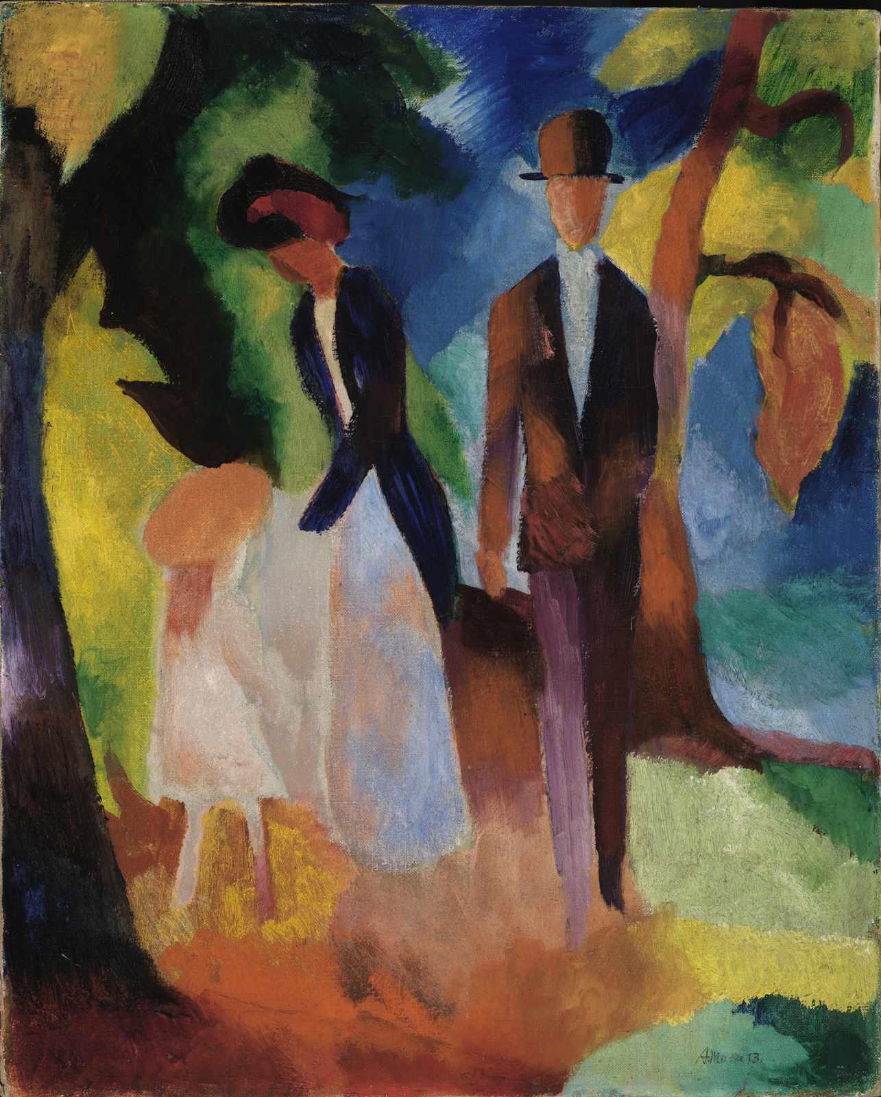 Vibrant Expressionist Park Scene Wall Art