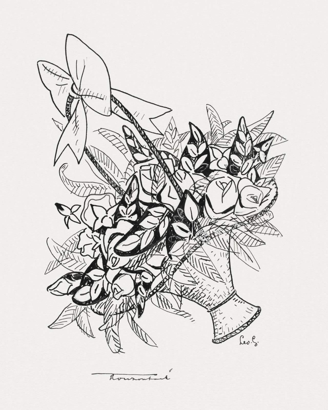 Elegant Floral Bouquet Sketch Wall Art