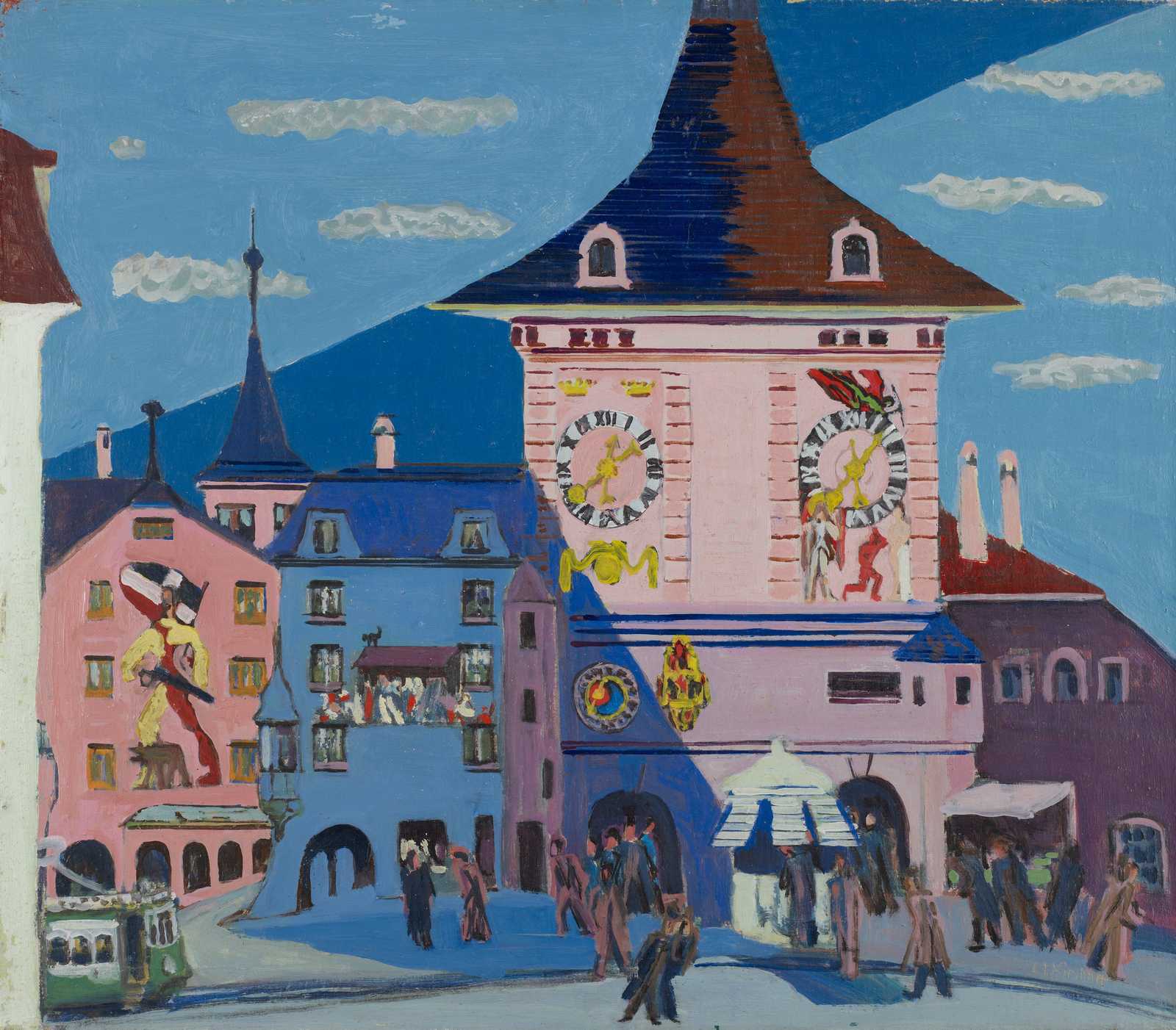 Vibrant Cityscape Clock Tower Wall Art
