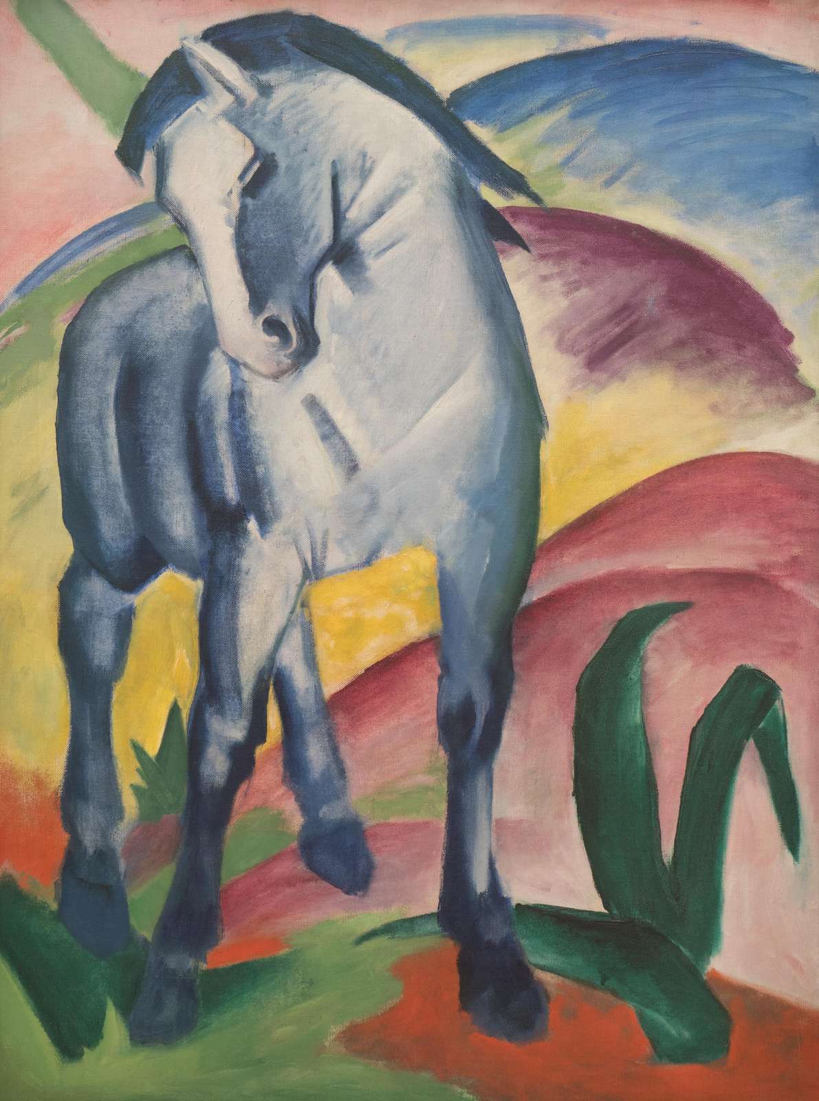 Blue Horse Expressive Landscape Wall Art