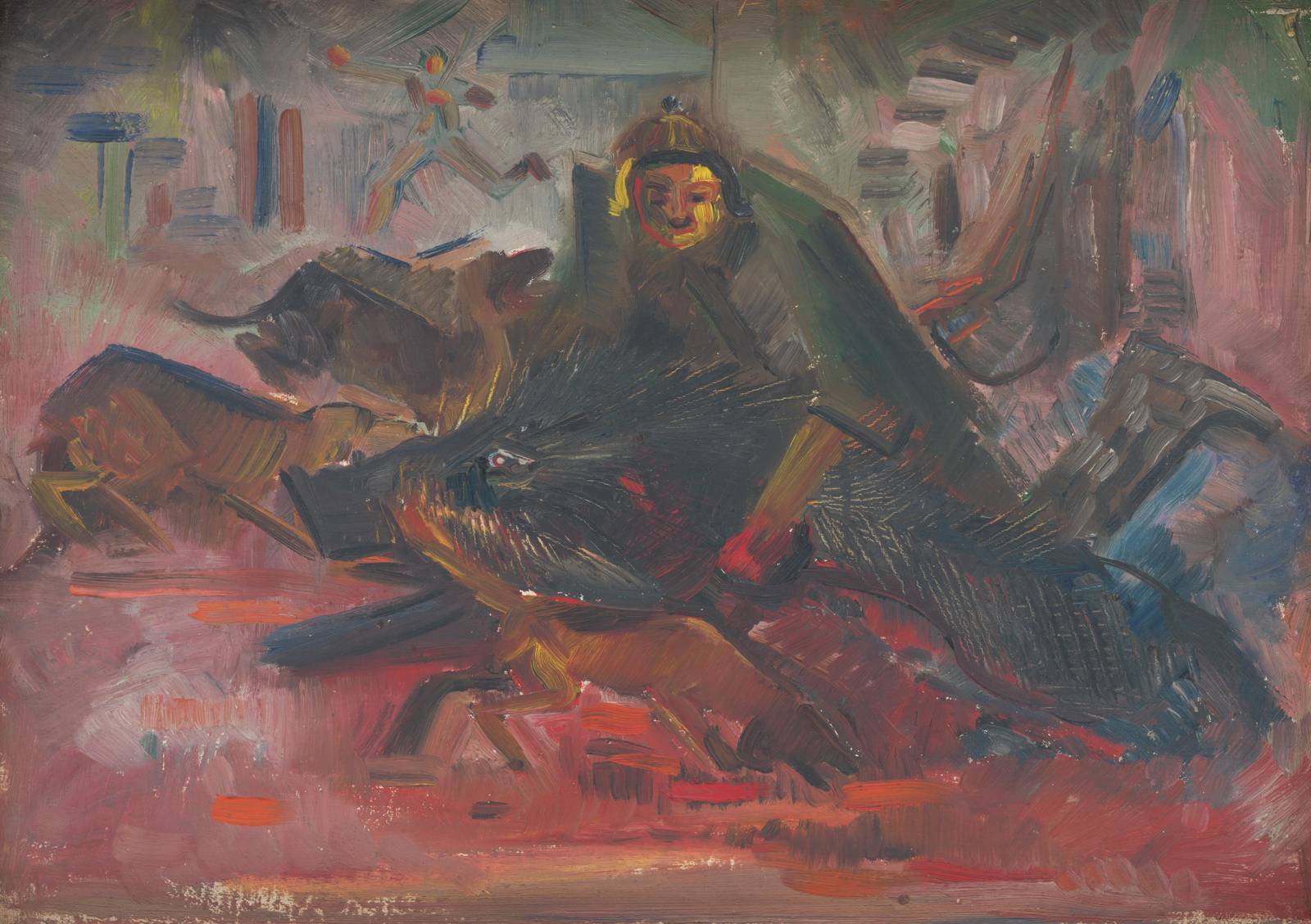 Intense Action Abstract Horse & Rider Wall Art
