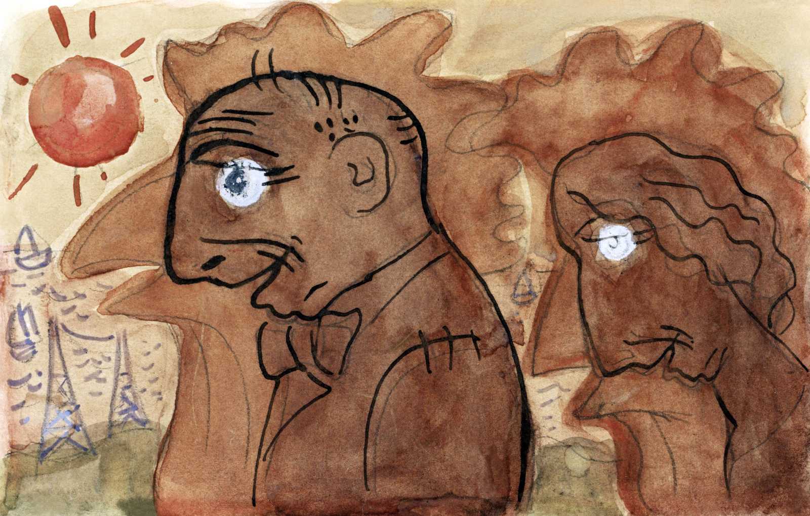 Expressive Figures Under the Sun Wall Art