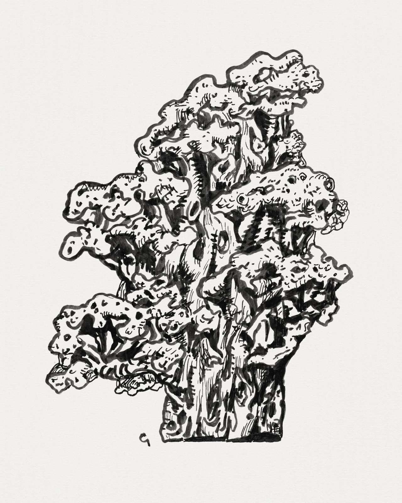Abstract Tree Sketch Black & White Wall Art