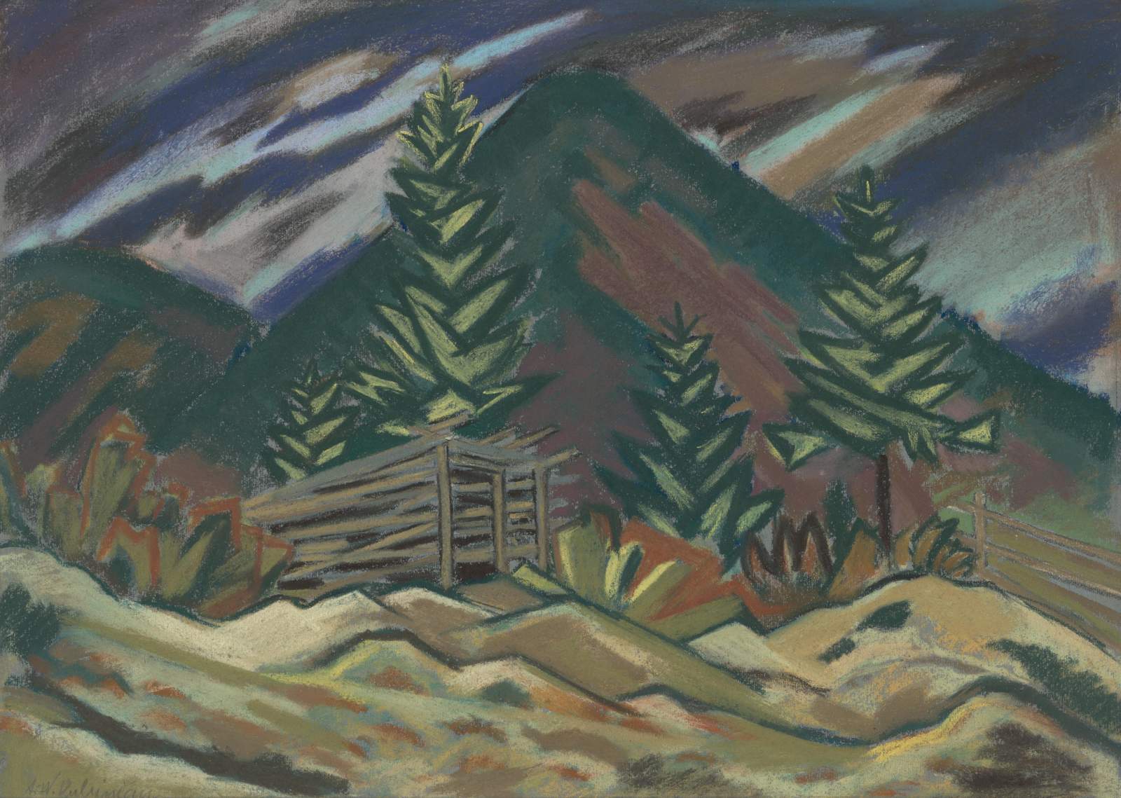 Rustic Mountain Cabin Pine Forest Wall Art