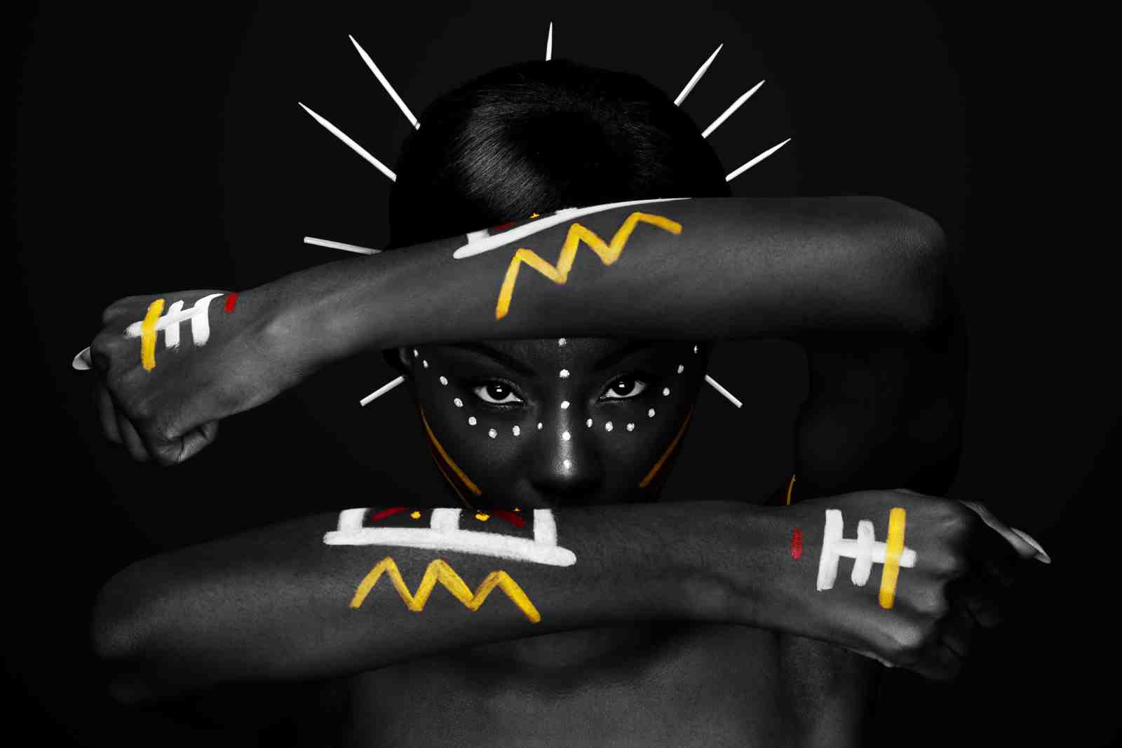 Abstract Tribal Warrior Face Art Wall Art