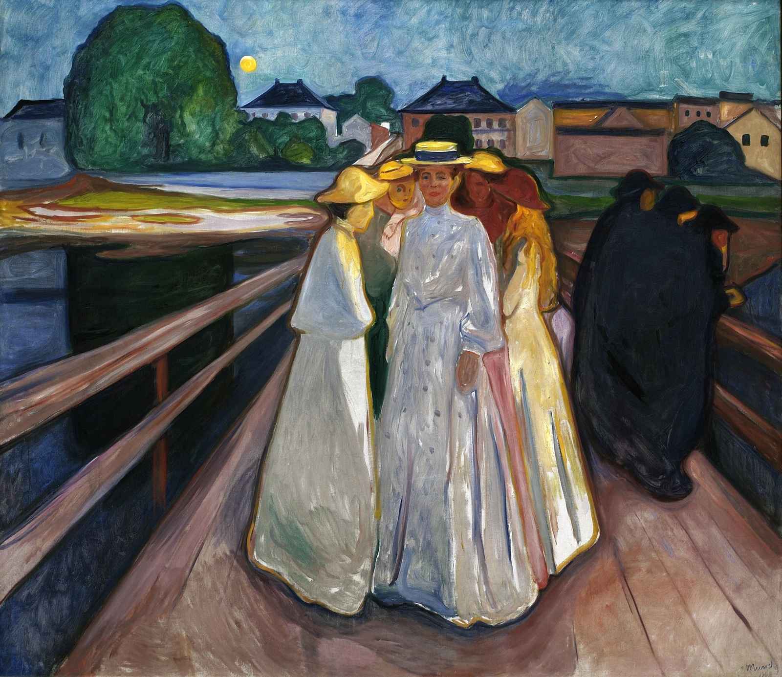 Impressionist Ladies on Bridge Wall Art