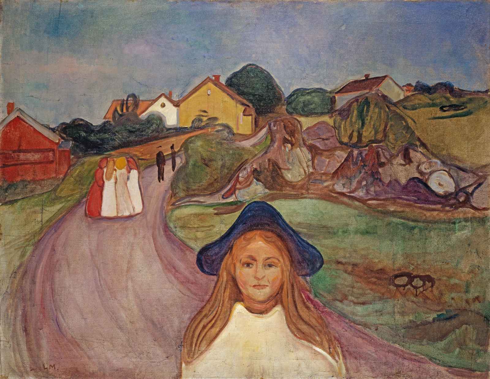 Woman with Blue Hat Landscape Wall Art