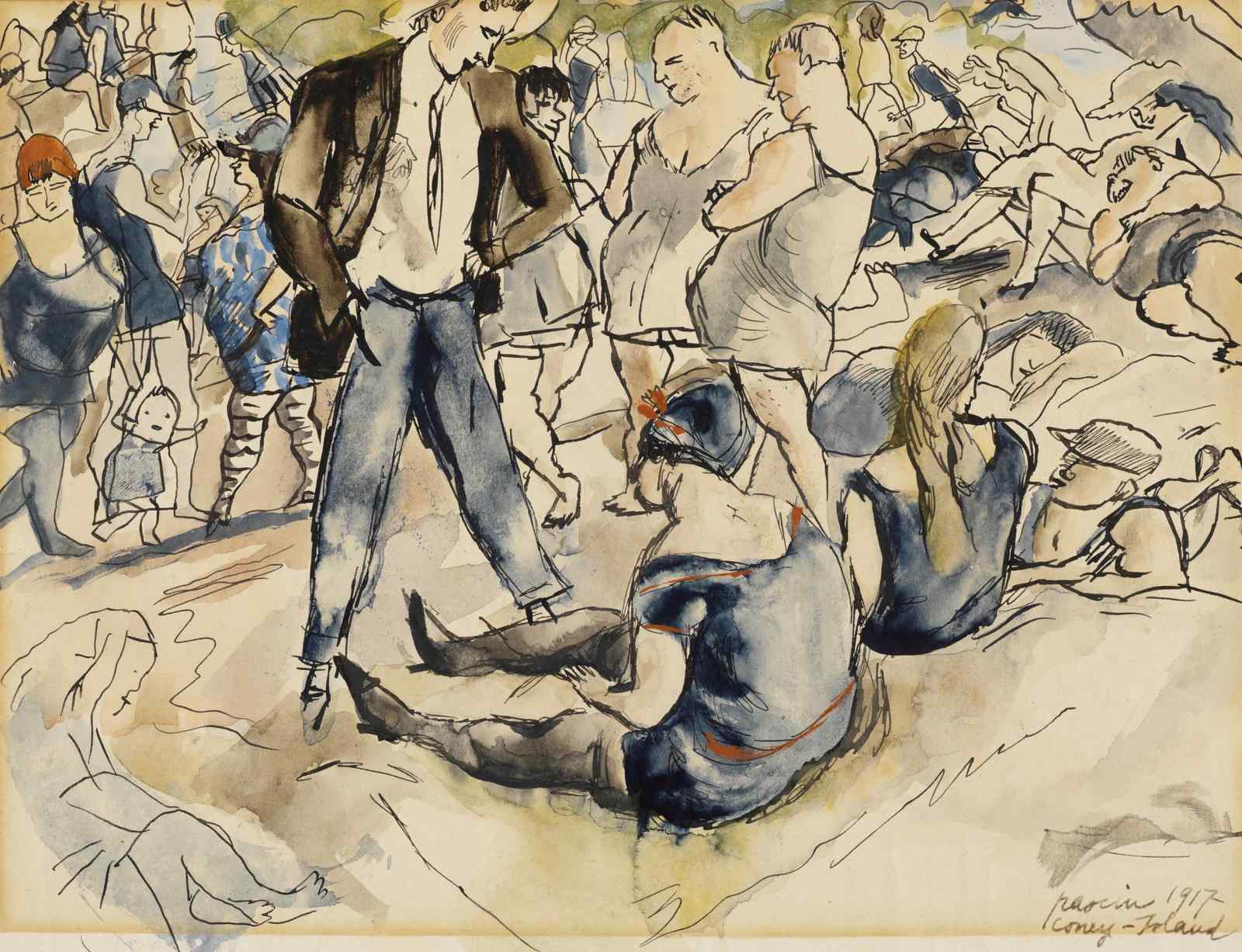 Vintage Coney Island Beach Scene Wall Art
