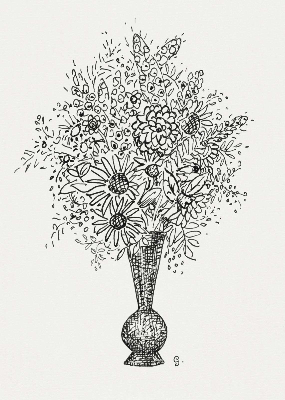 Elegant Floral Sketch Wall Art - Modern Botanical Art