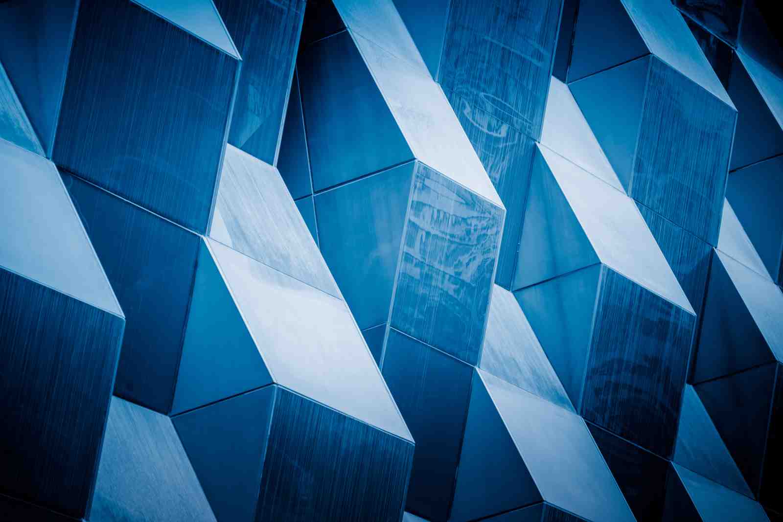 Geometric Blue Abstract Modern Architecture Wall Art