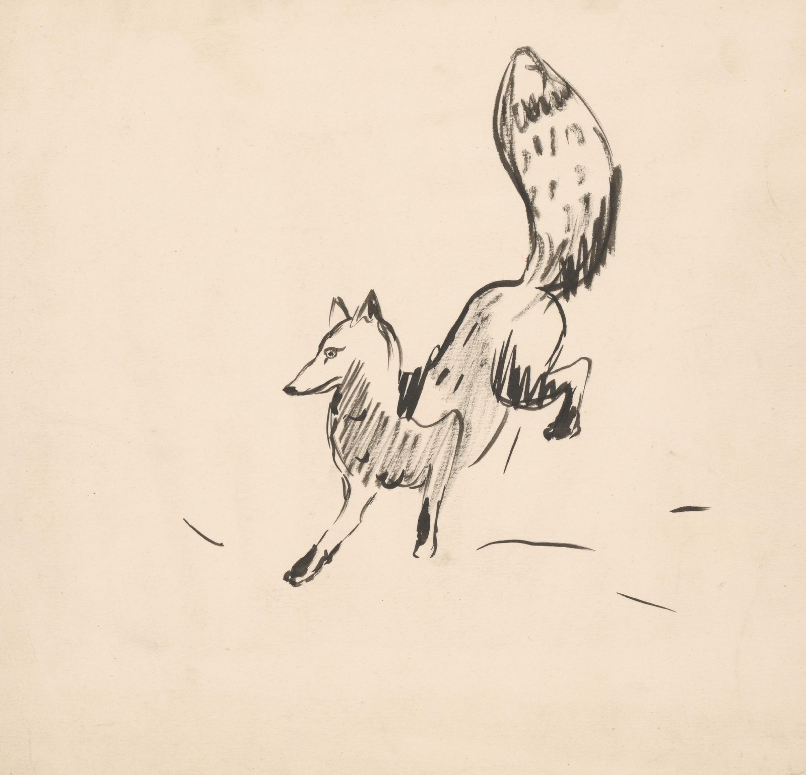 Dynamic Fox Sketch Minimalist Animal Art Wall Art