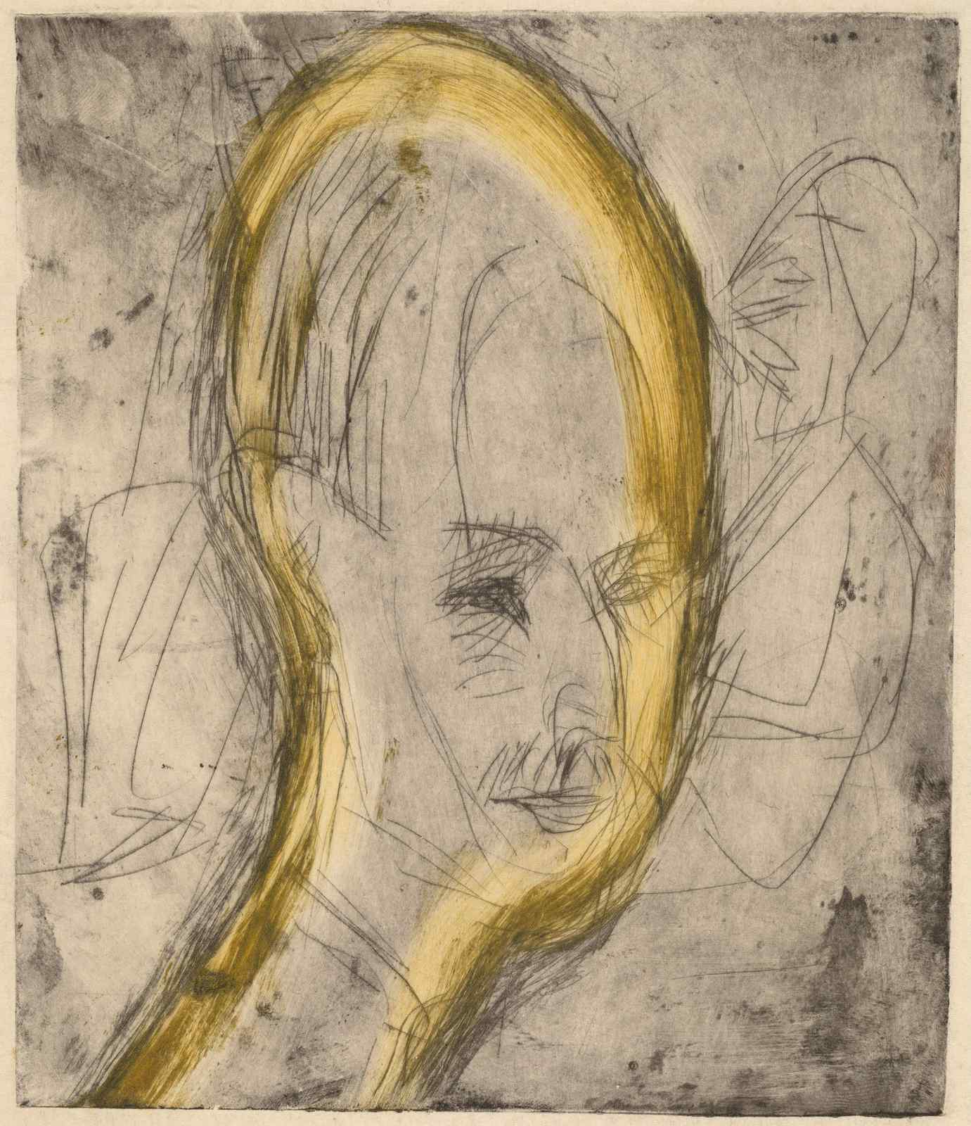 Abstract Portrait Yellow Aura Wall Art