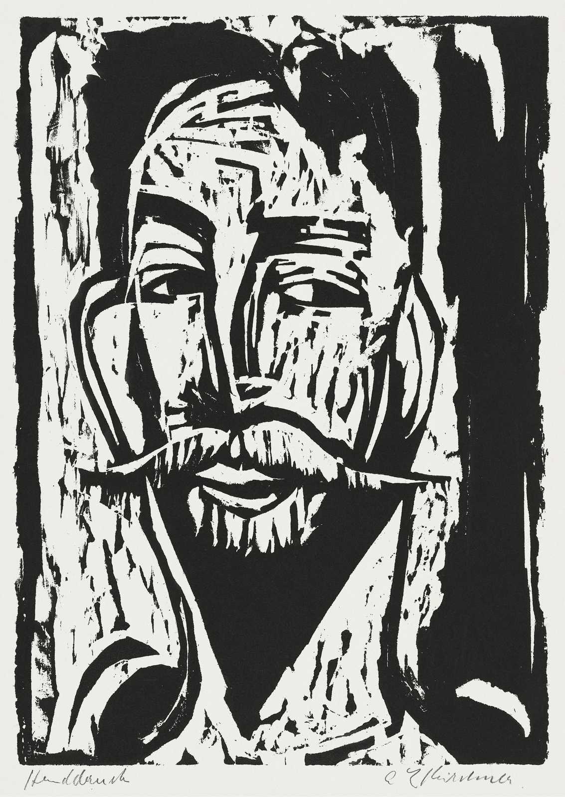 Expressive Portrait Woodcut Art Wall Art