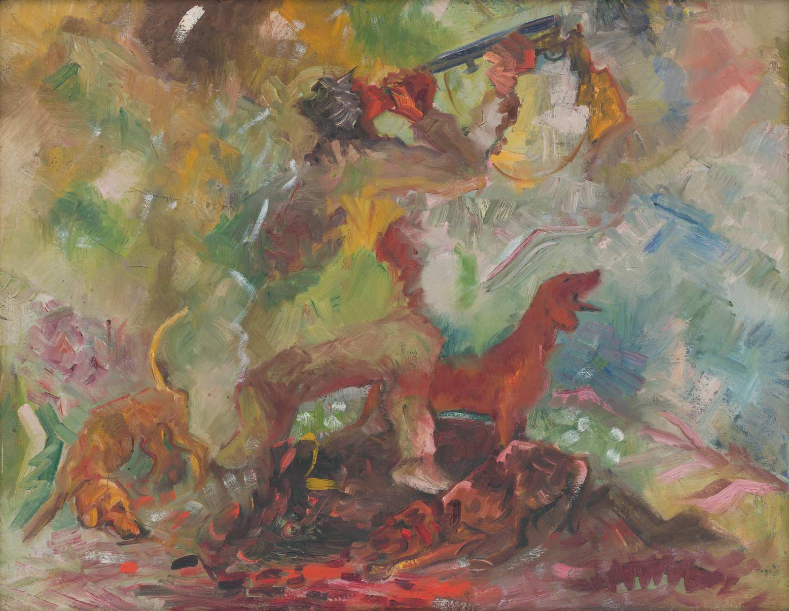 Vibrant Hunter & Hounds Expressive Wall Art