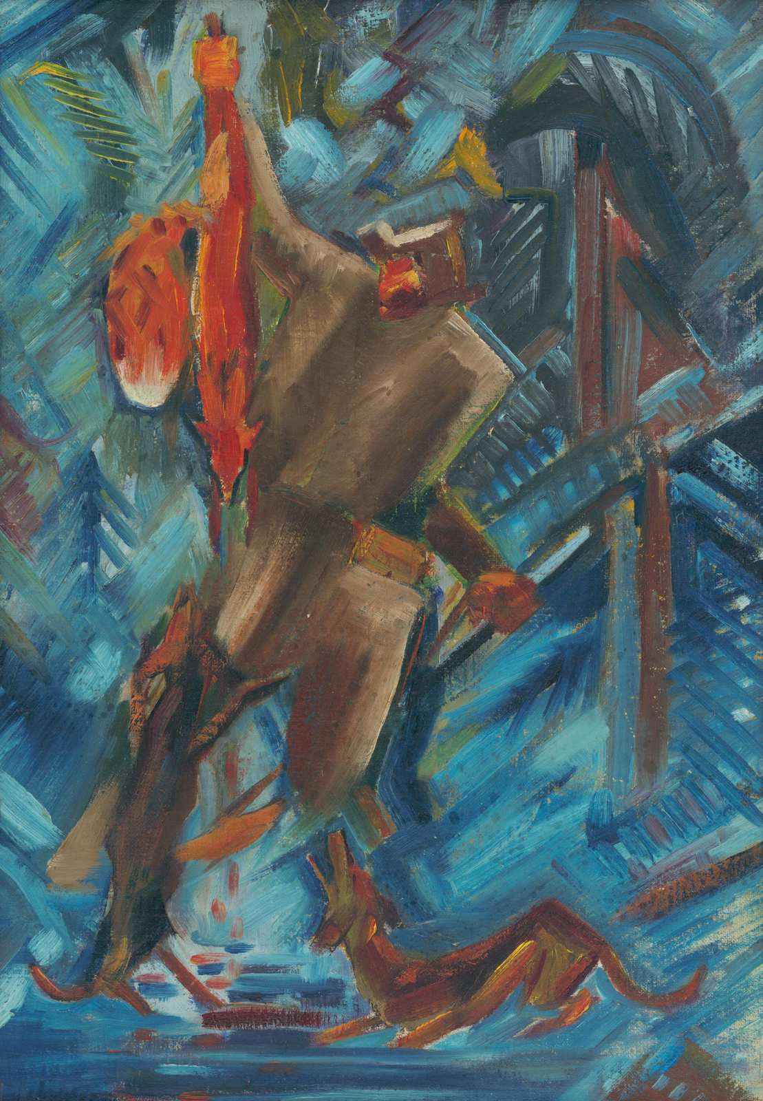 Expressive Hunter with Dogs Wall Art
