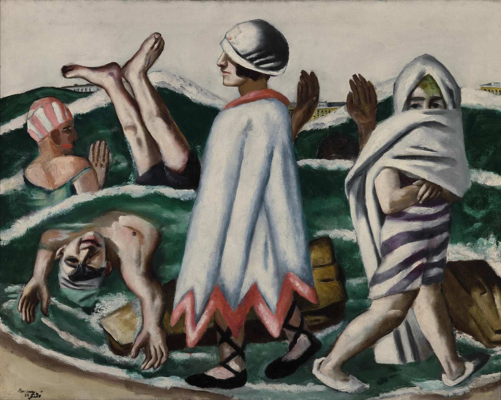 Vintage Beach Scene Art Wall Art