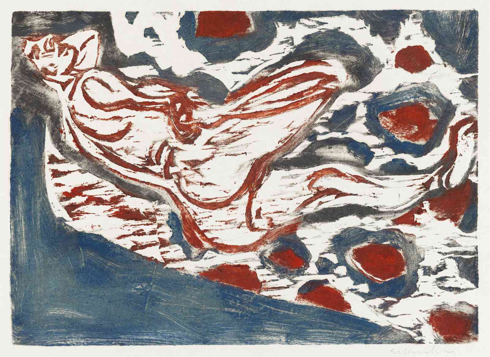 Abstract Figure Expressive Red & Blue Wall Art