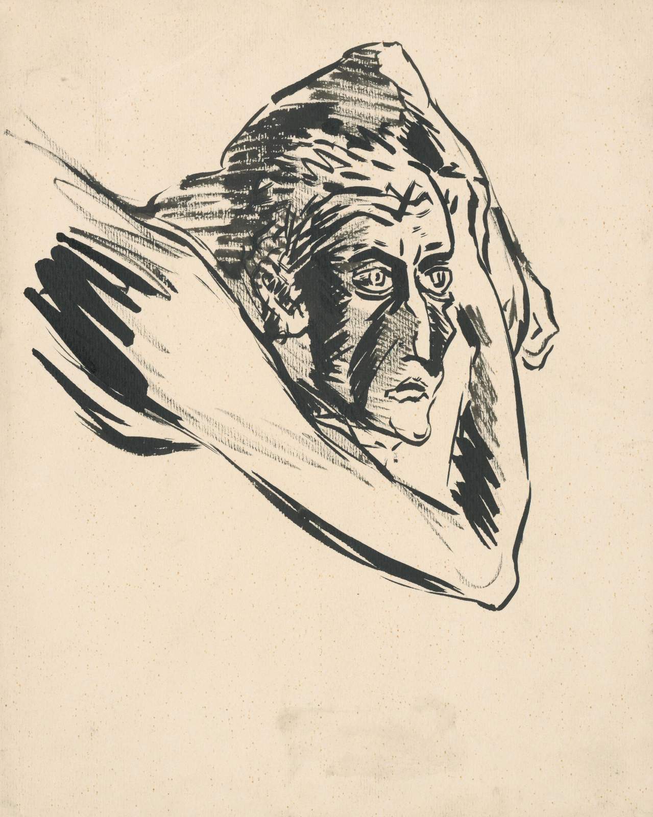 Expressive Portrait Ink Sketch Wall Art