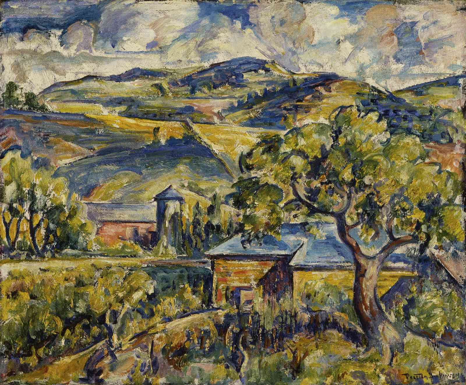 Vibrant Farm Landscape Oil Painting Wall Art