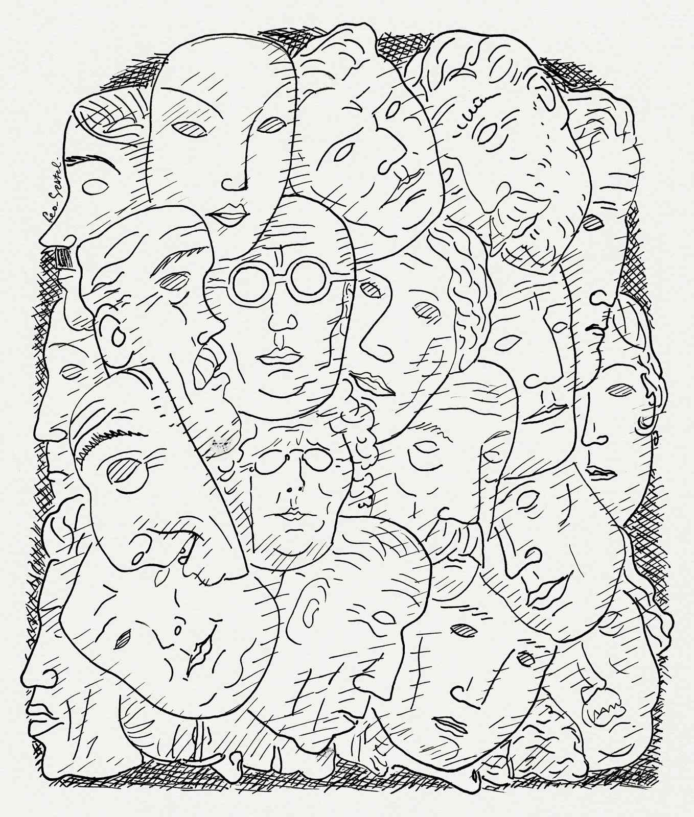Abstract Faces Line Art Wall Art