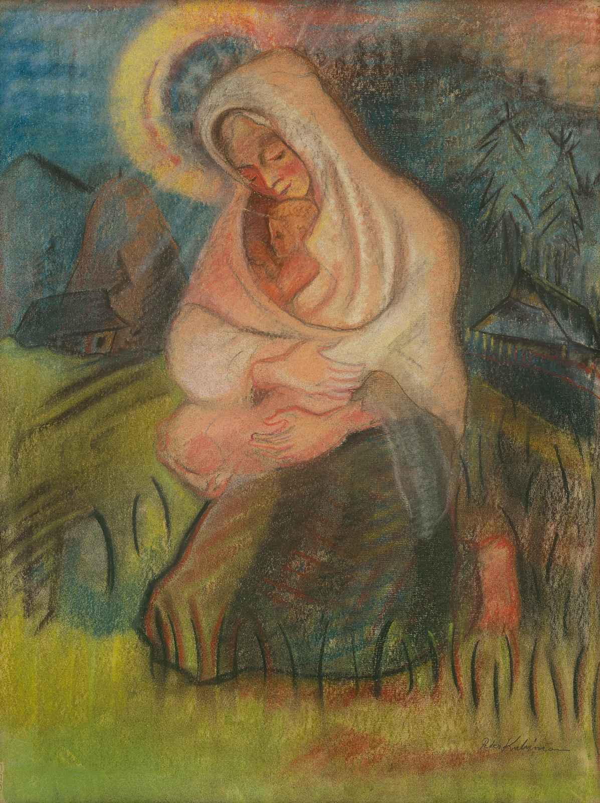 Madonna and Child Pastel Art Wall Art