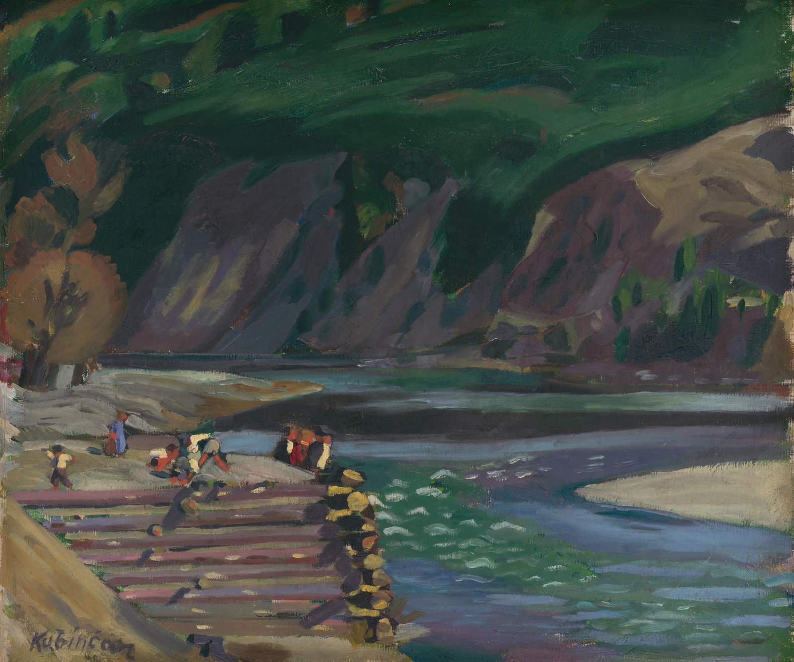 Vibrant Riverside Activity Wall Art