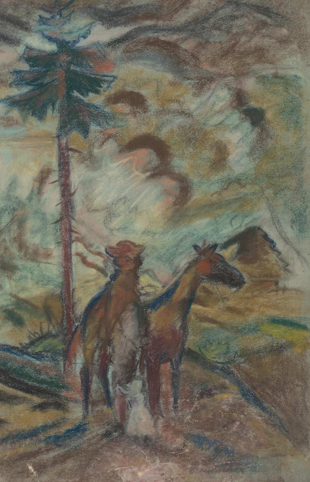 Cowboy & Horse Western Landscape Wall Art