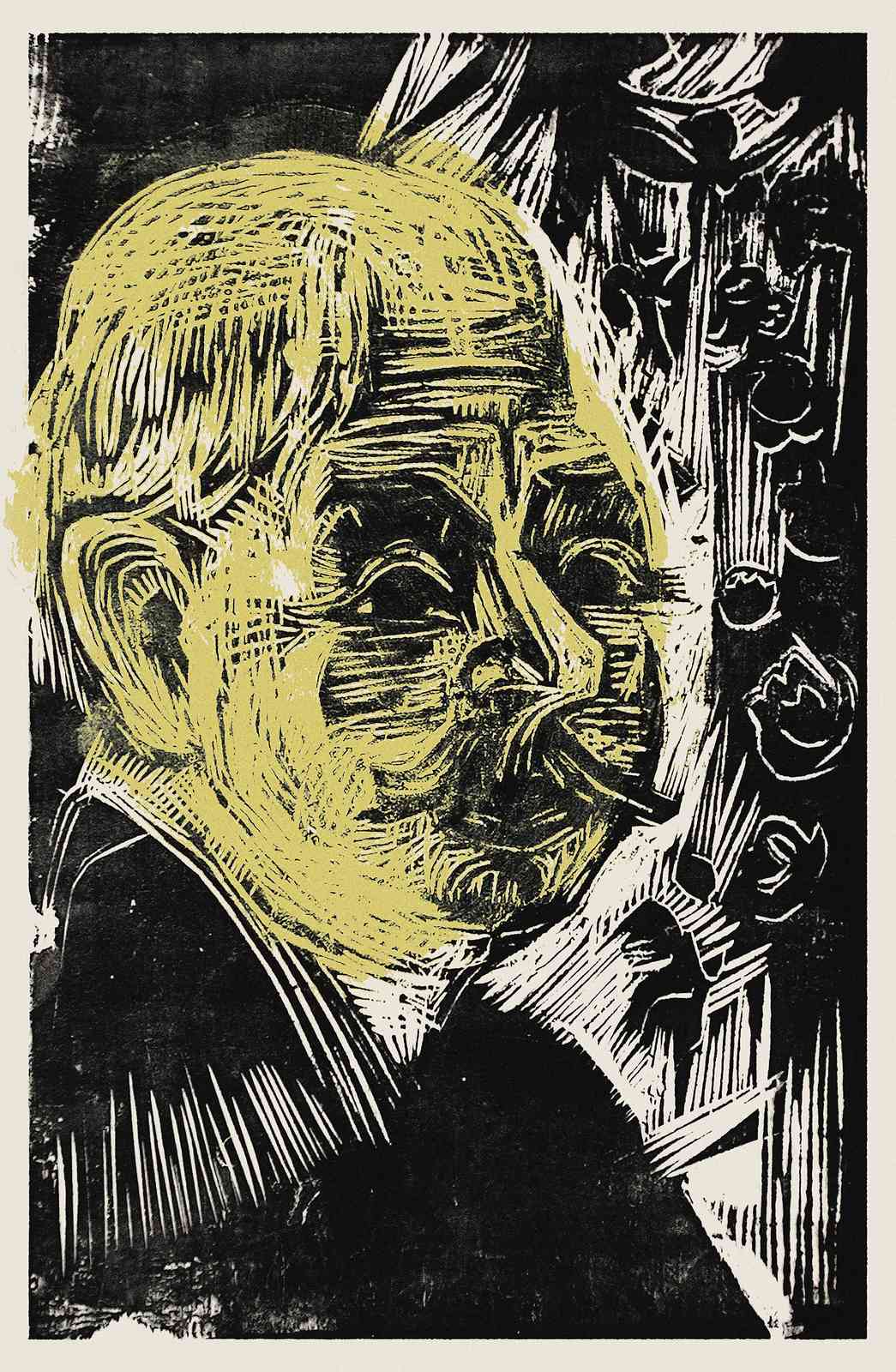 Expressionist Portrait Yellow & Black Wall Art