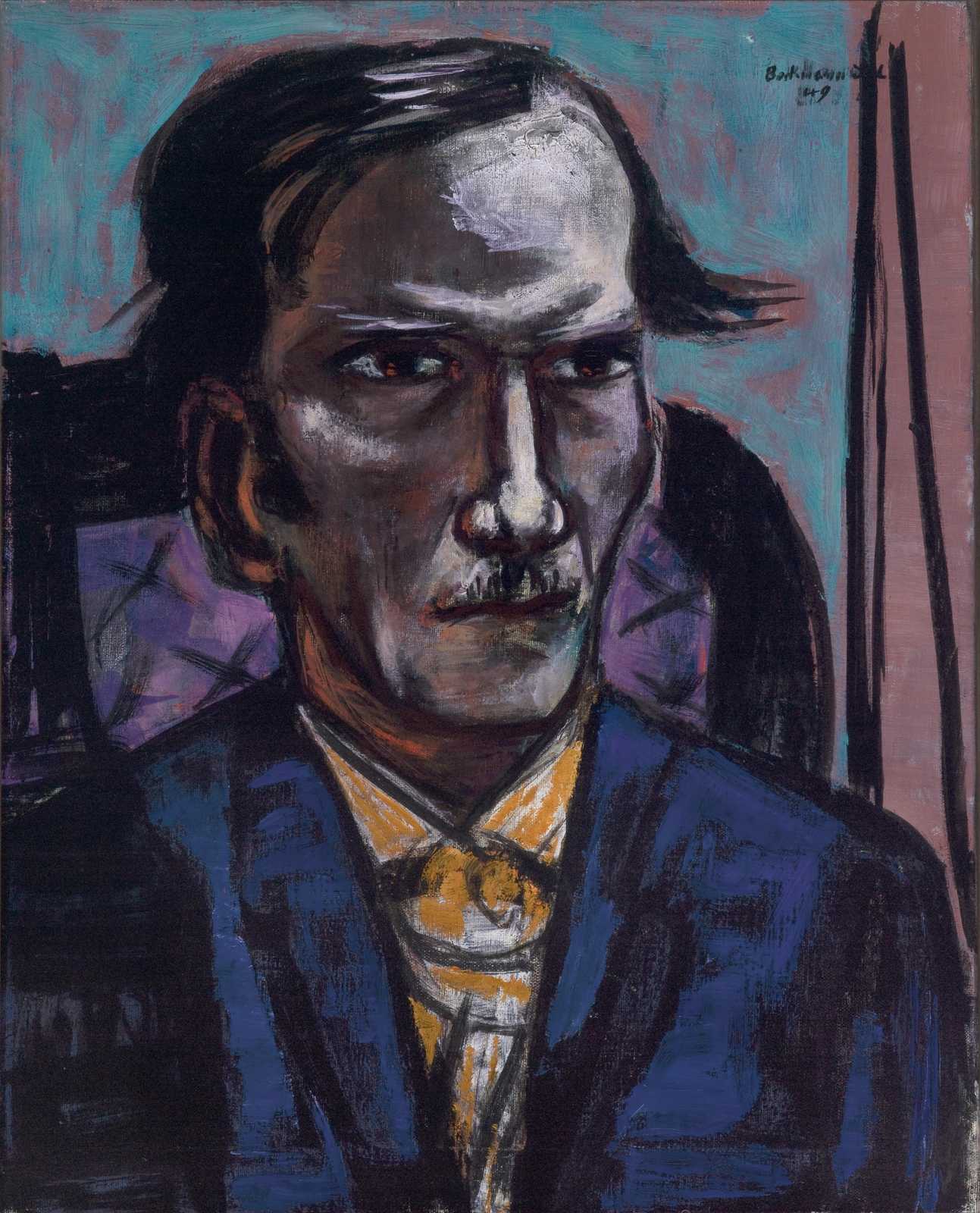 Intense Portrait Study in Blue Suit Wall Art