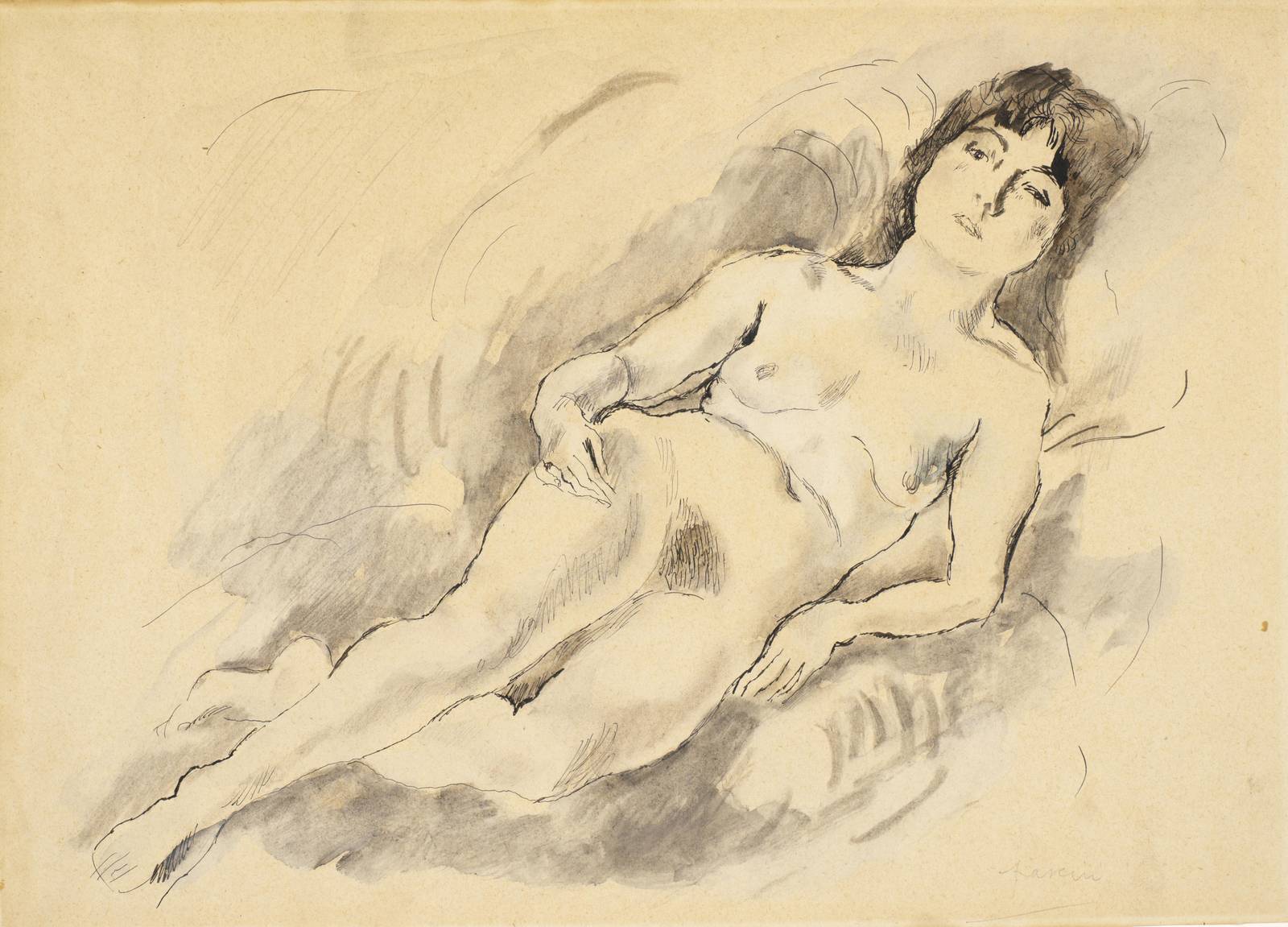 Elegant Nude Charcoal Sketch Wall Art