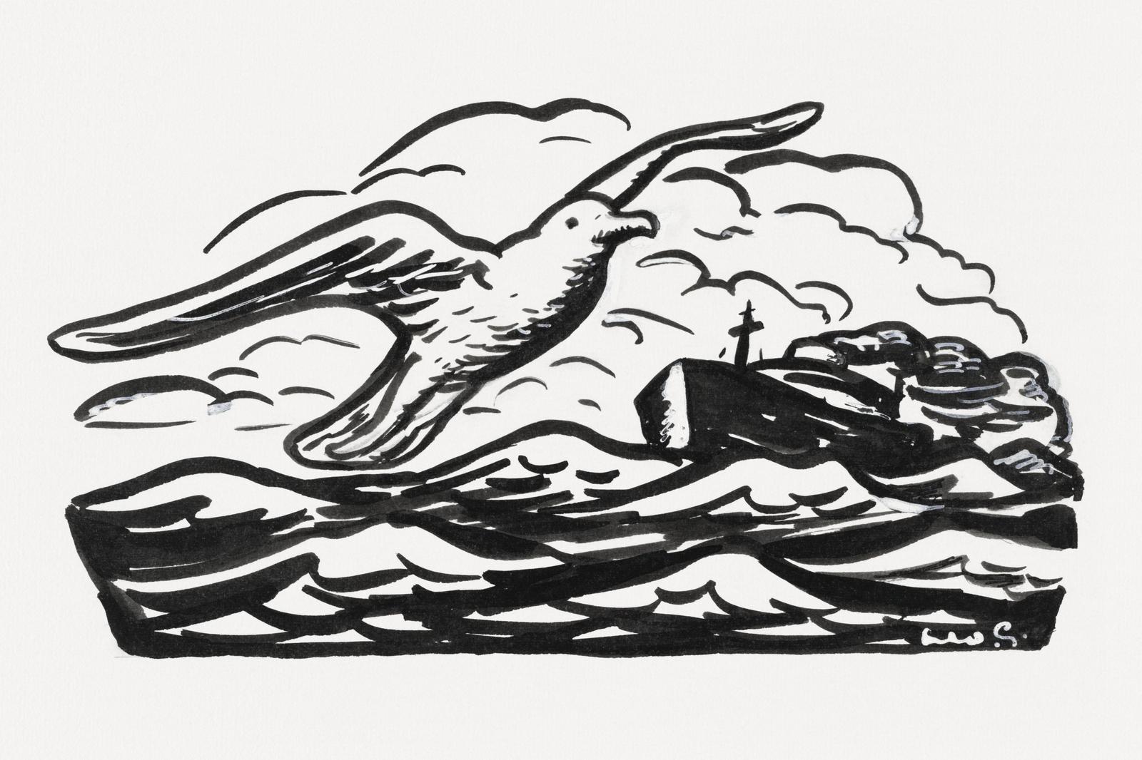 Seagull Flight Coastal Landscape Wall Art