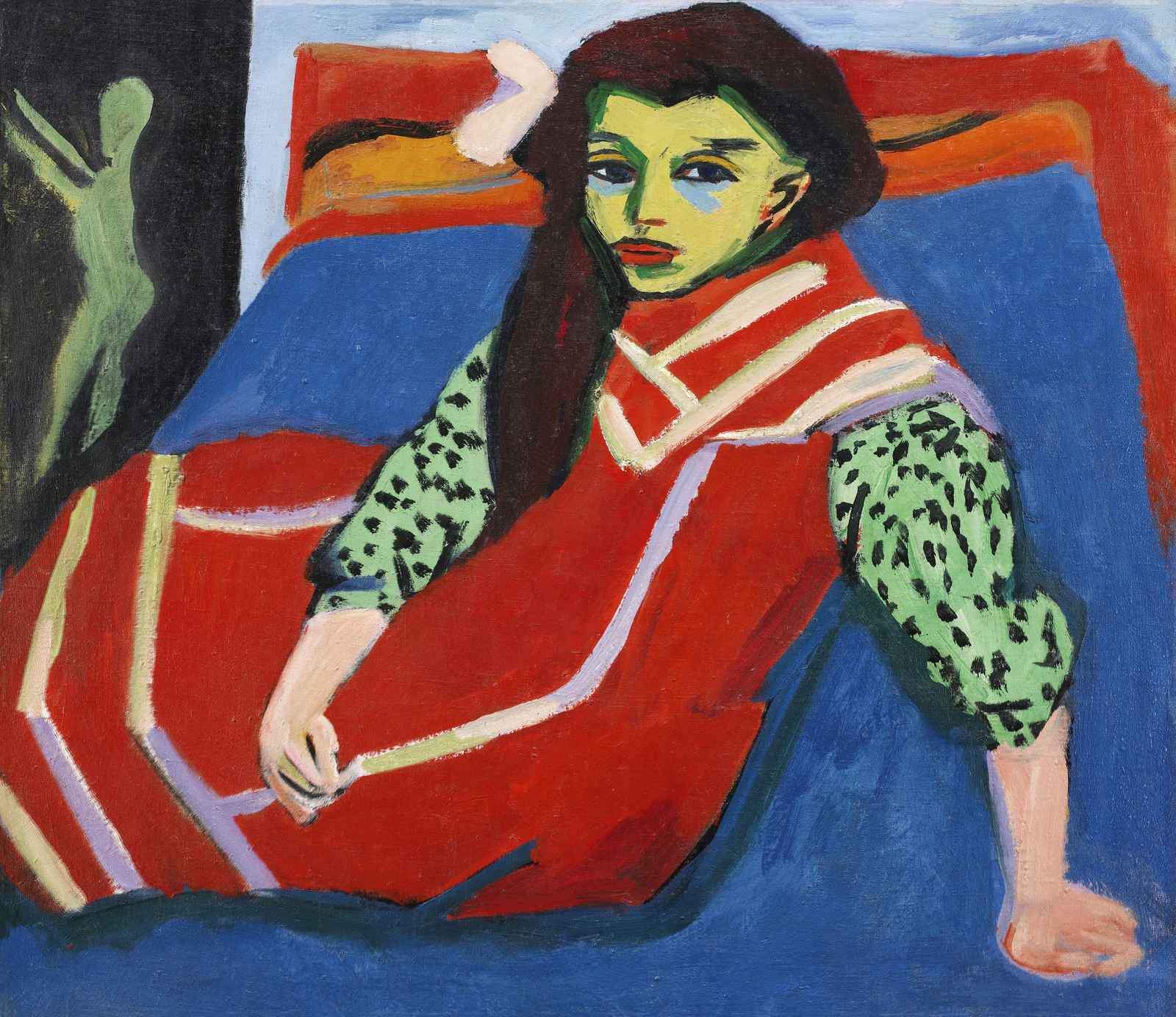 Vibrant Portrait Woman Red Dress Wall Art