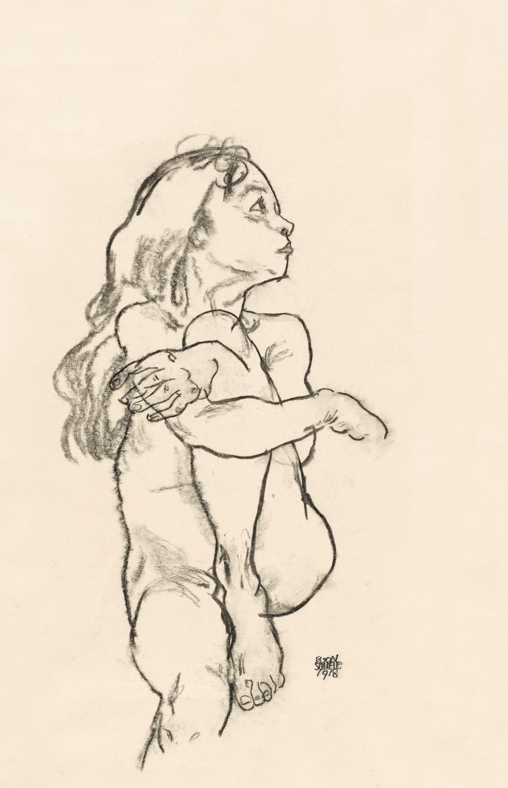 Expressive Figure Charcoal Sketch Wall Art
