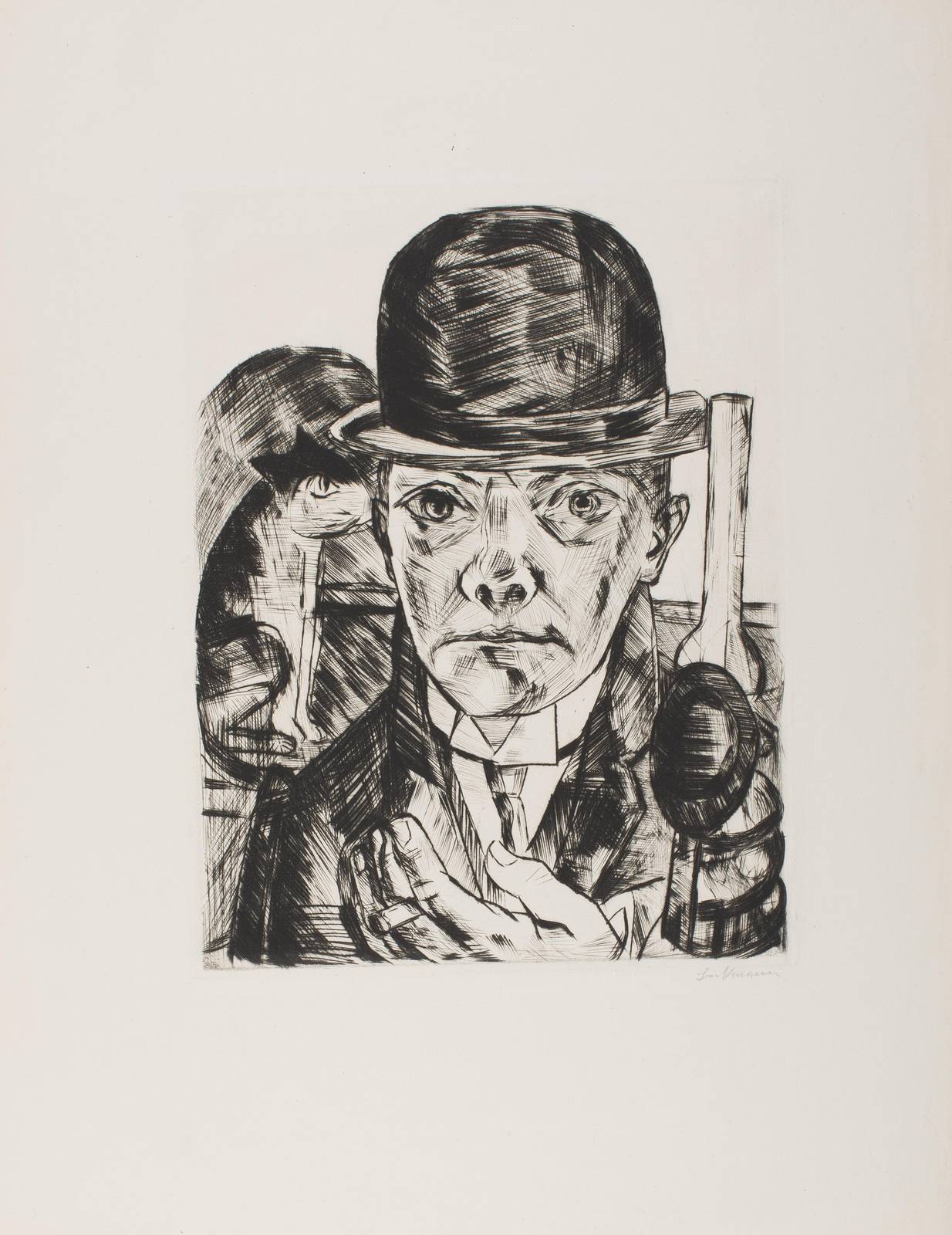 Intense Self-Portrait with Top Hat Wall Art