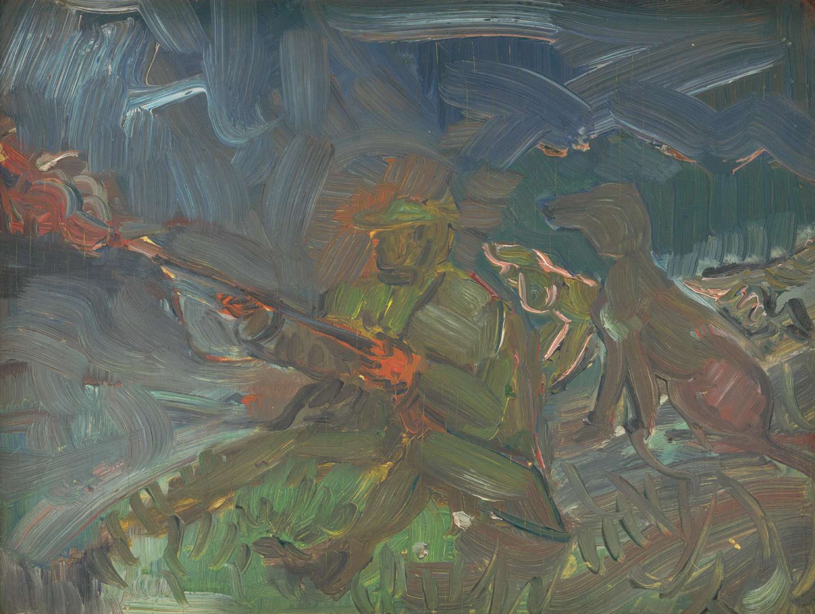 Impressionist Hunter & Dog Wall Art