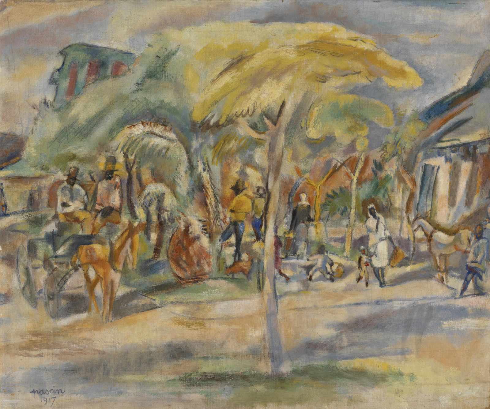 Impressionist Village Life Wall Art