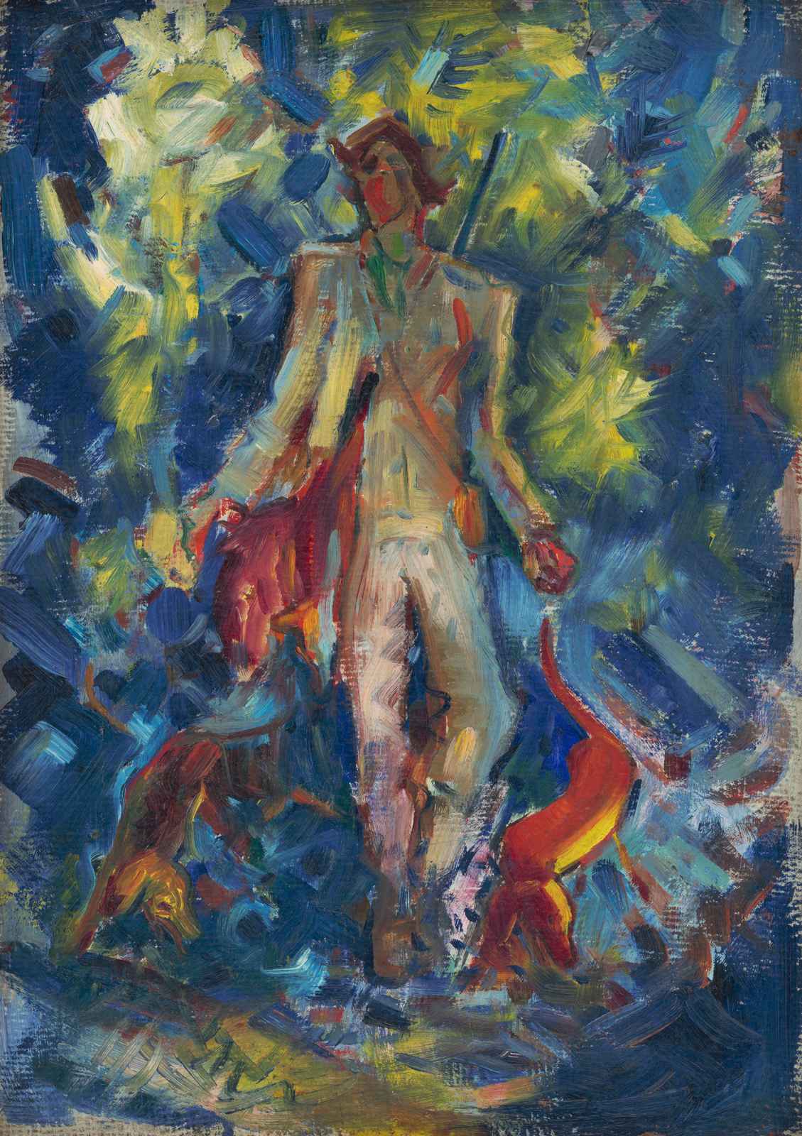 Man with Dogs Impressionist Wall Art