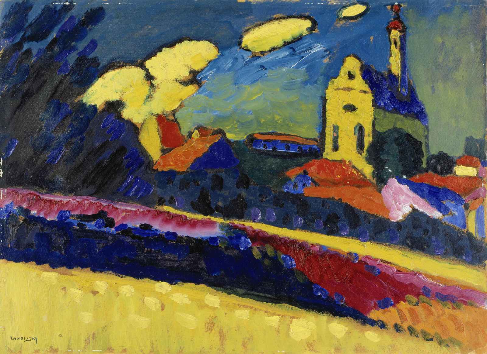 Vibrant Village Landscape Wall Art