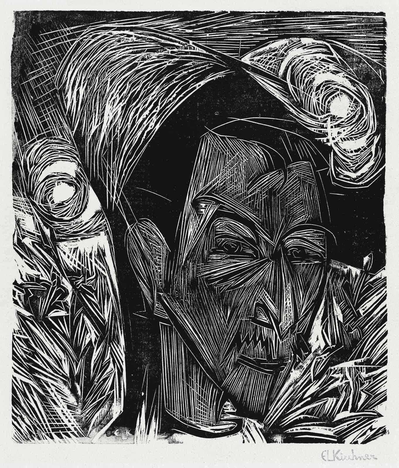 Expressive Portrait Woodcut Wall Art